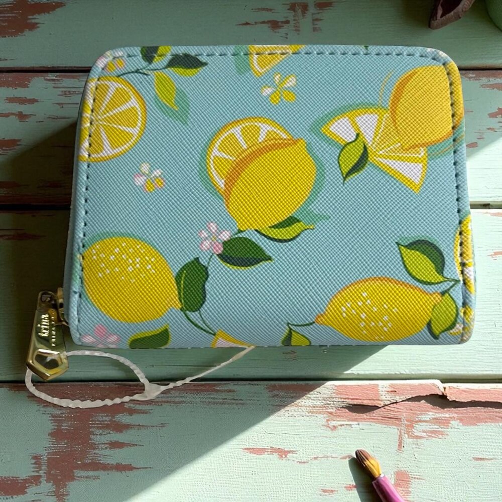 Trina Turk Lemon Print Zipper‎ Credit Card Cash Wallet